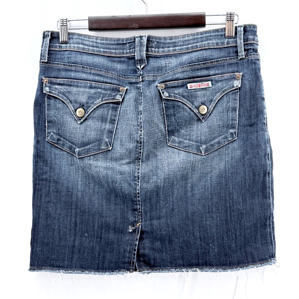 Hudson Denim Mini‎ Skirt Womens 31 Blue Excellent Raw Hem W839DHB Stretch